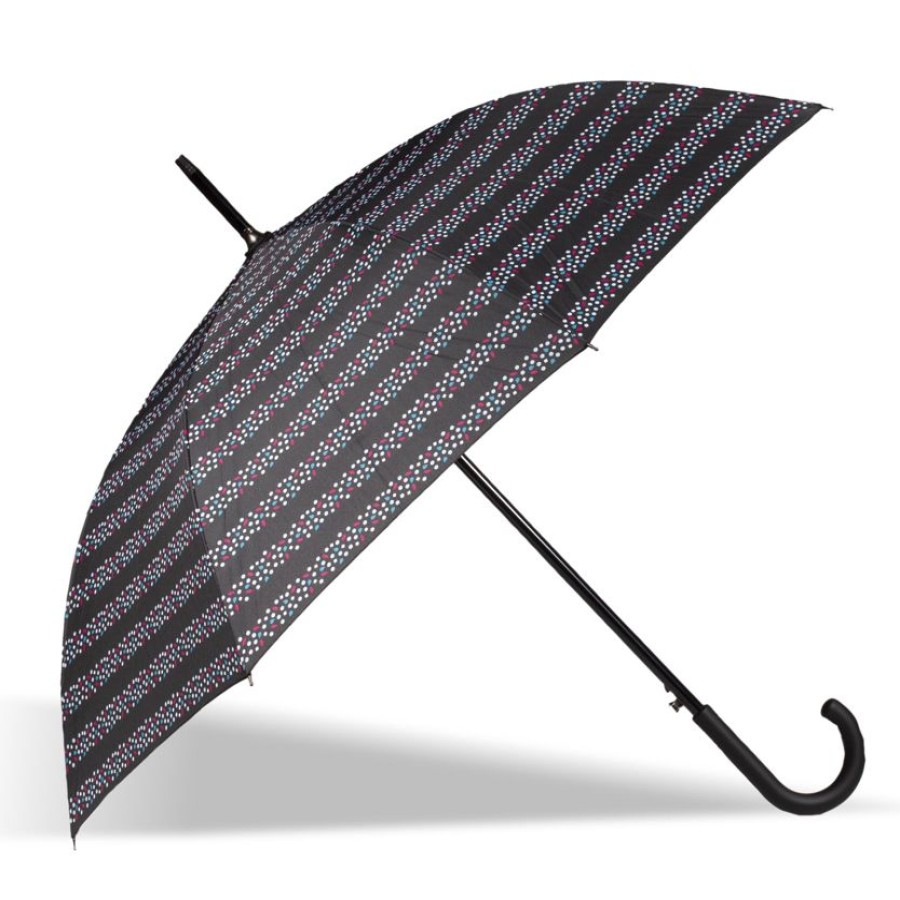 Femme Isotoner | Parapluie Canne Auto Rayure Bijoux