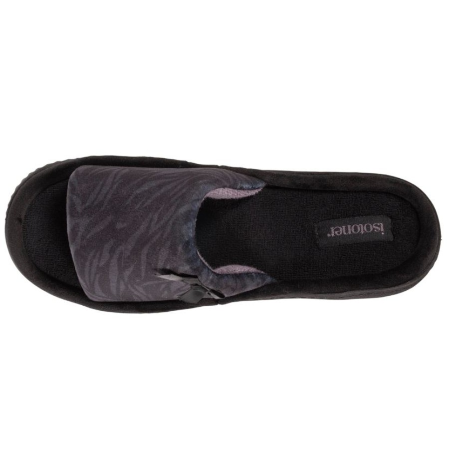 Femme Isotoner | Chaussons Sandales Femme Zebre Noir