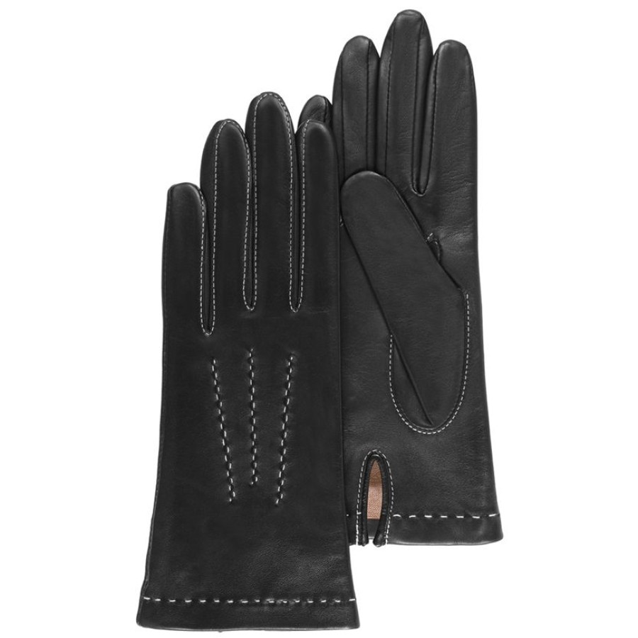 Femme Isotoner | Gants Femme Cuir D'Agneau Noir