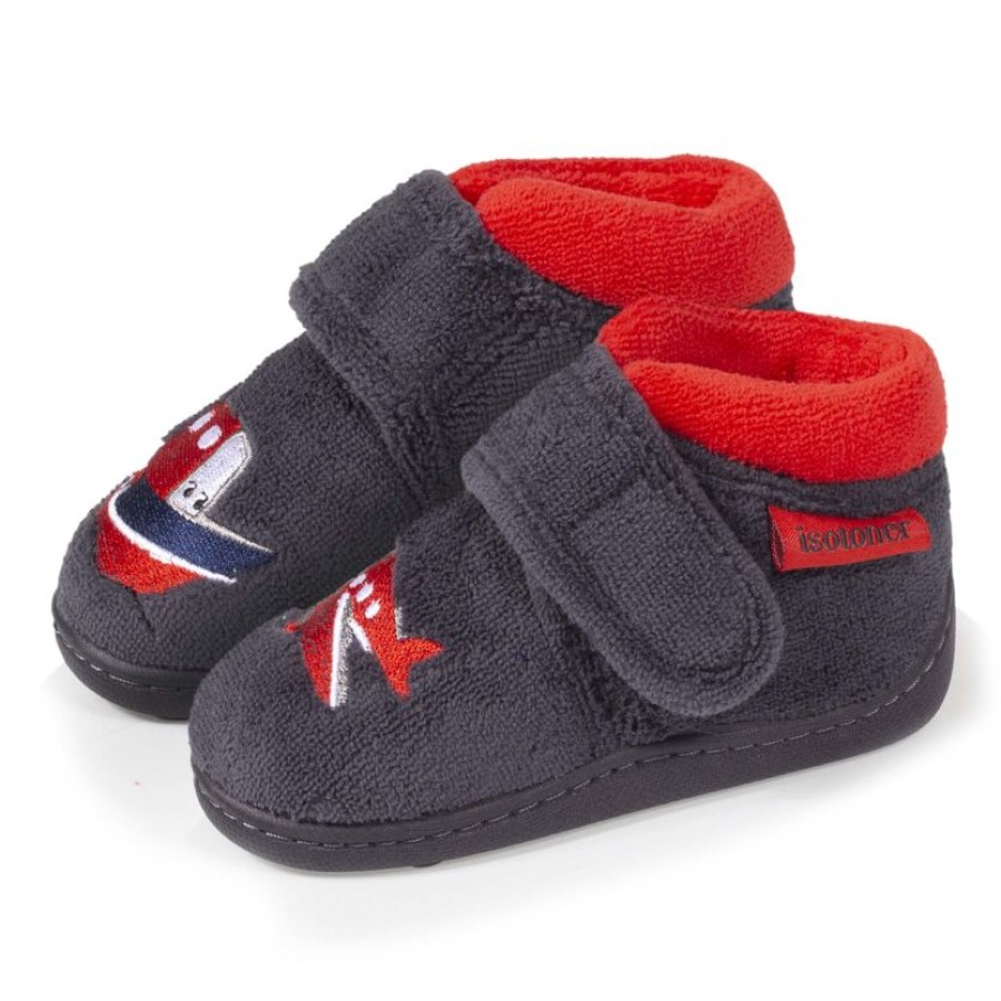 Enfant Isotoner | Chaussons Bottillons Bebe Velcro Gris