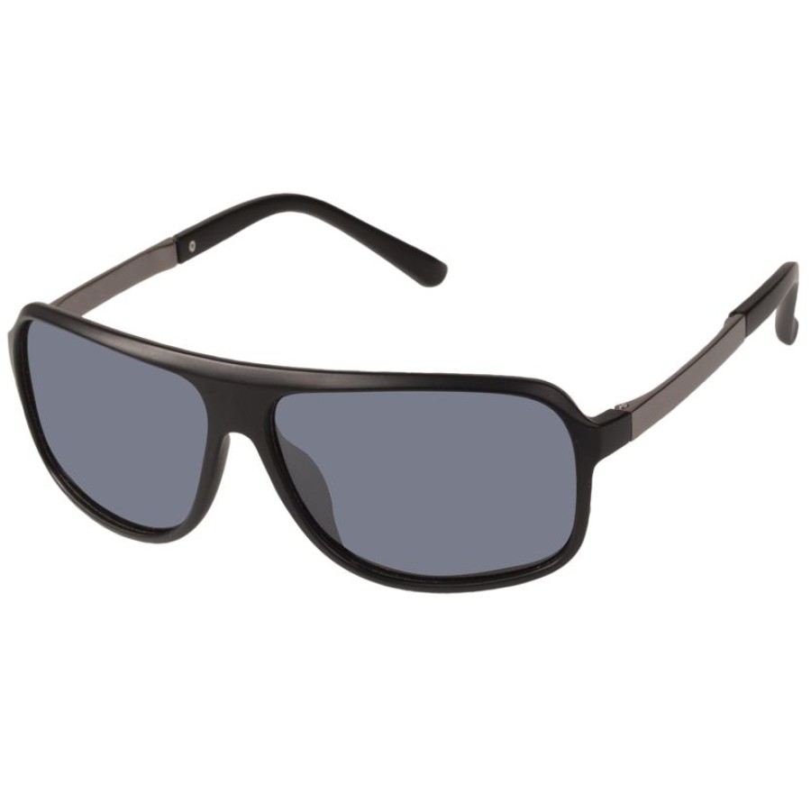 Homme Isotoner | Lunettes De Soleil Mixte Rectangulaire Noir