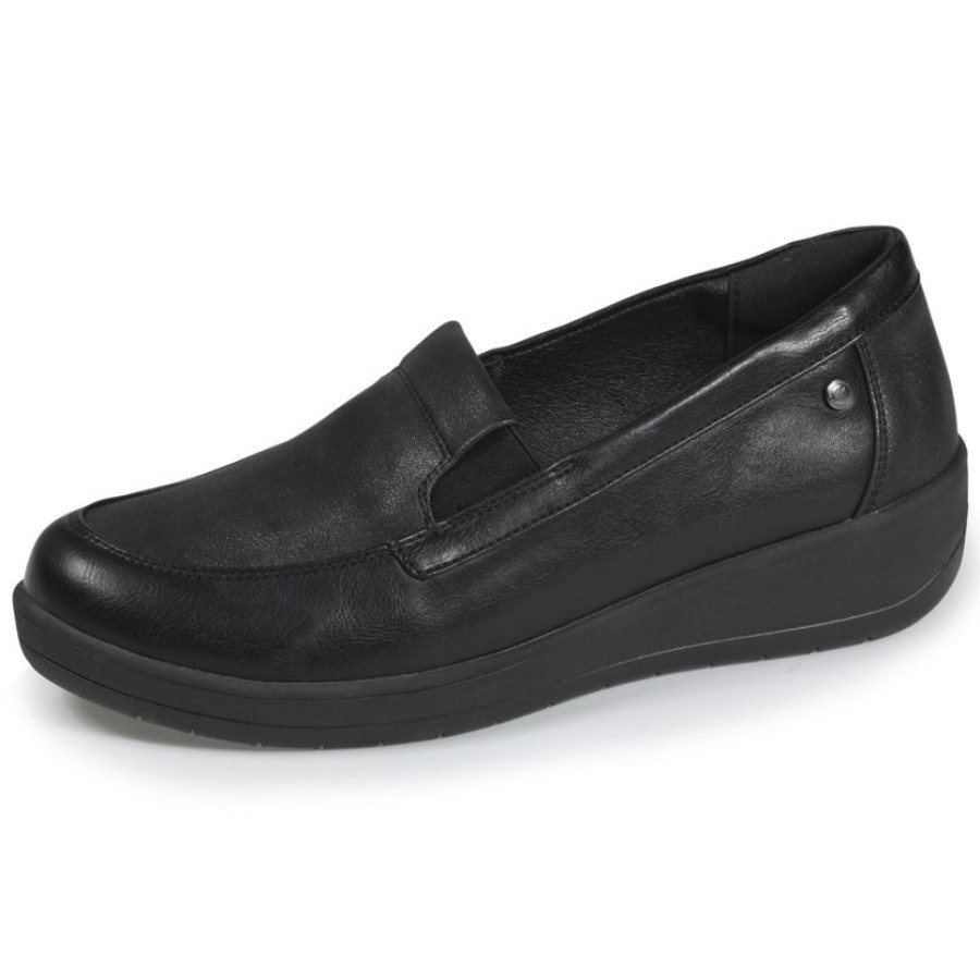 Femme Isotoner | Mocassins Femme Confort Plus Compenses Noir