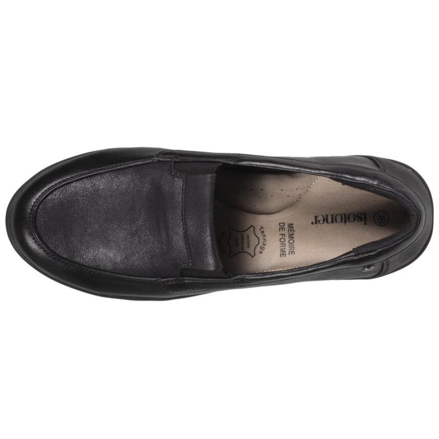 Femme Isotoner | Mocassins Femme Confort Plus Compenses Noir