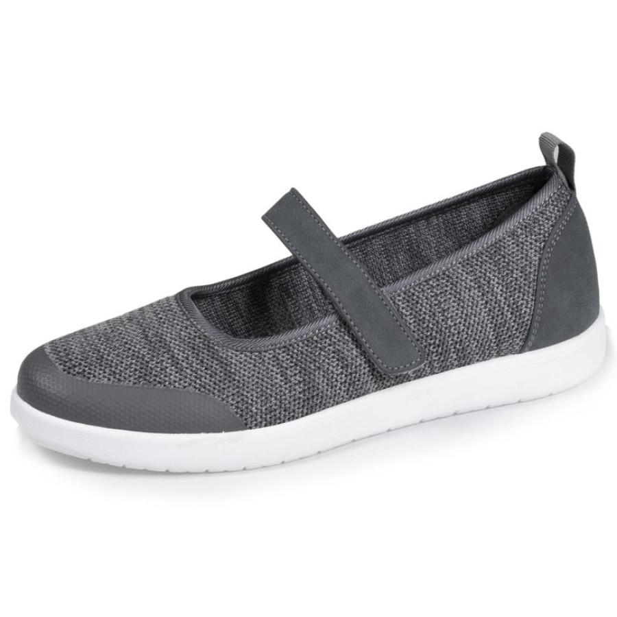 Femme Isotoner | Ballerines Femme Slip-On Confort A Scratch Gris