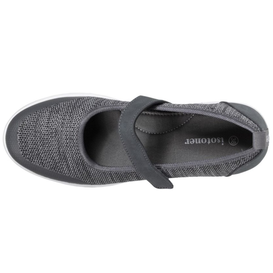 Femme Isotoner | Ballerines Femme Slip-On Confort A Scratch Gris