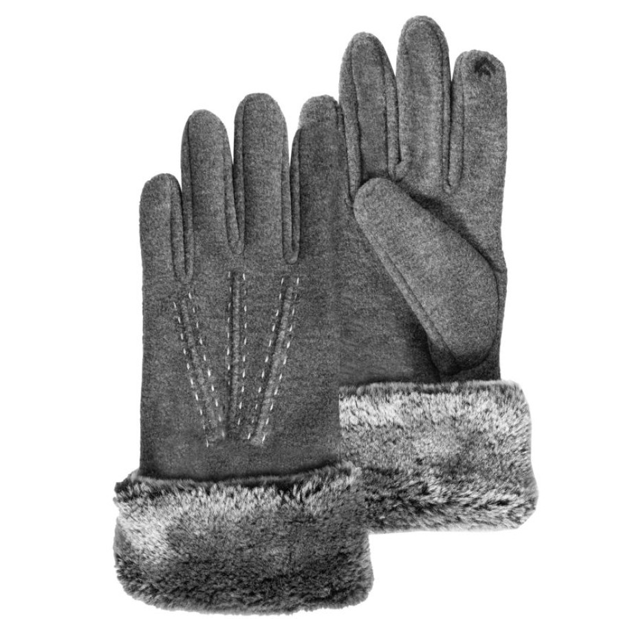 Enfant Isotoner | Gants Enfant 10/12 Ans Tactiles Bord Fourrure Gris