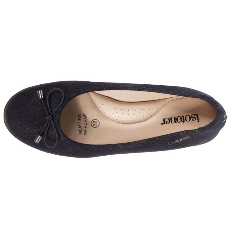 Femme Isotoner | Ballerines Femme Marine Effet Suede