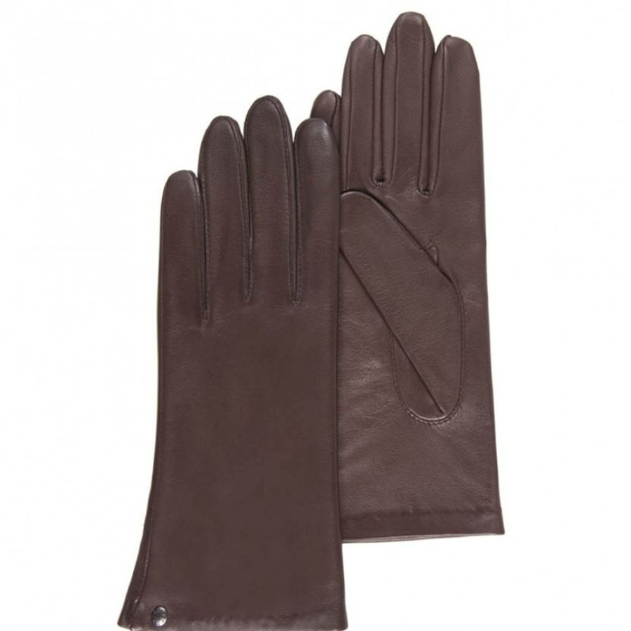 Femme Isotoner | Gants Femme Cuir Double Soie Marron