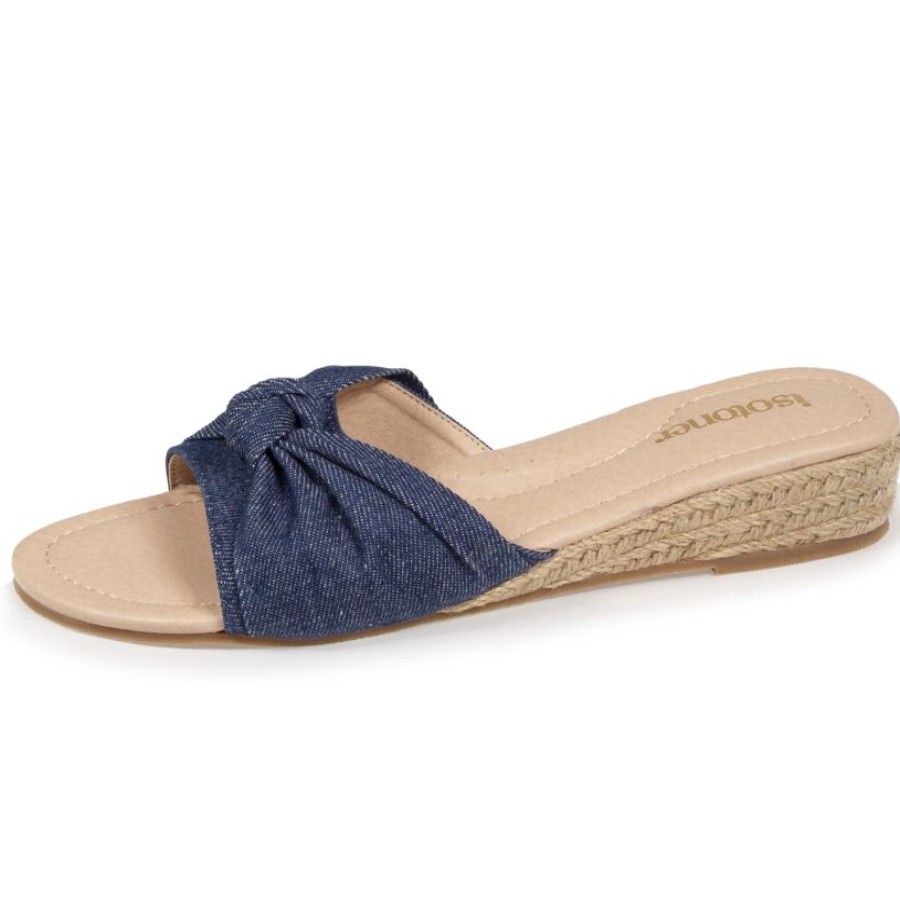 Femme Isotoner | Mules Femme Talon Effet Jean Bleu