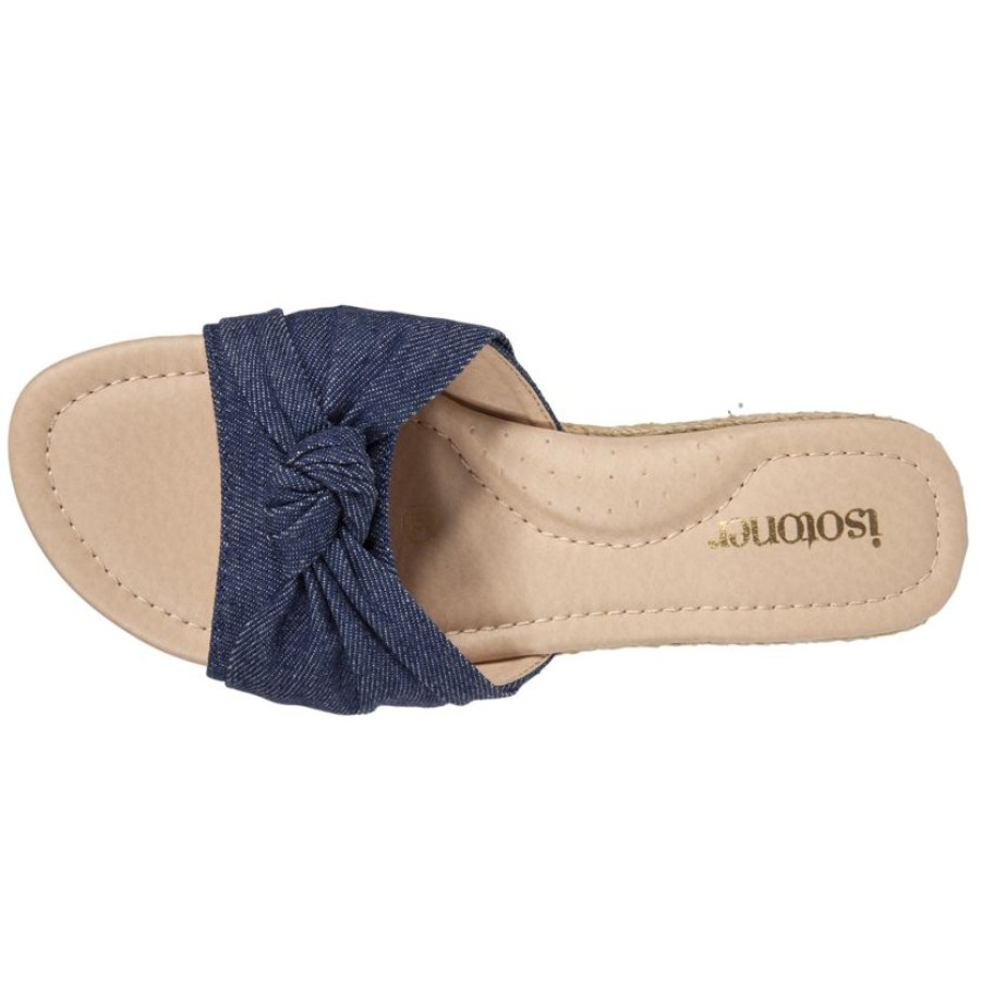 Femme Isotoner | Mules Femme Talon Effet Jean Bleu