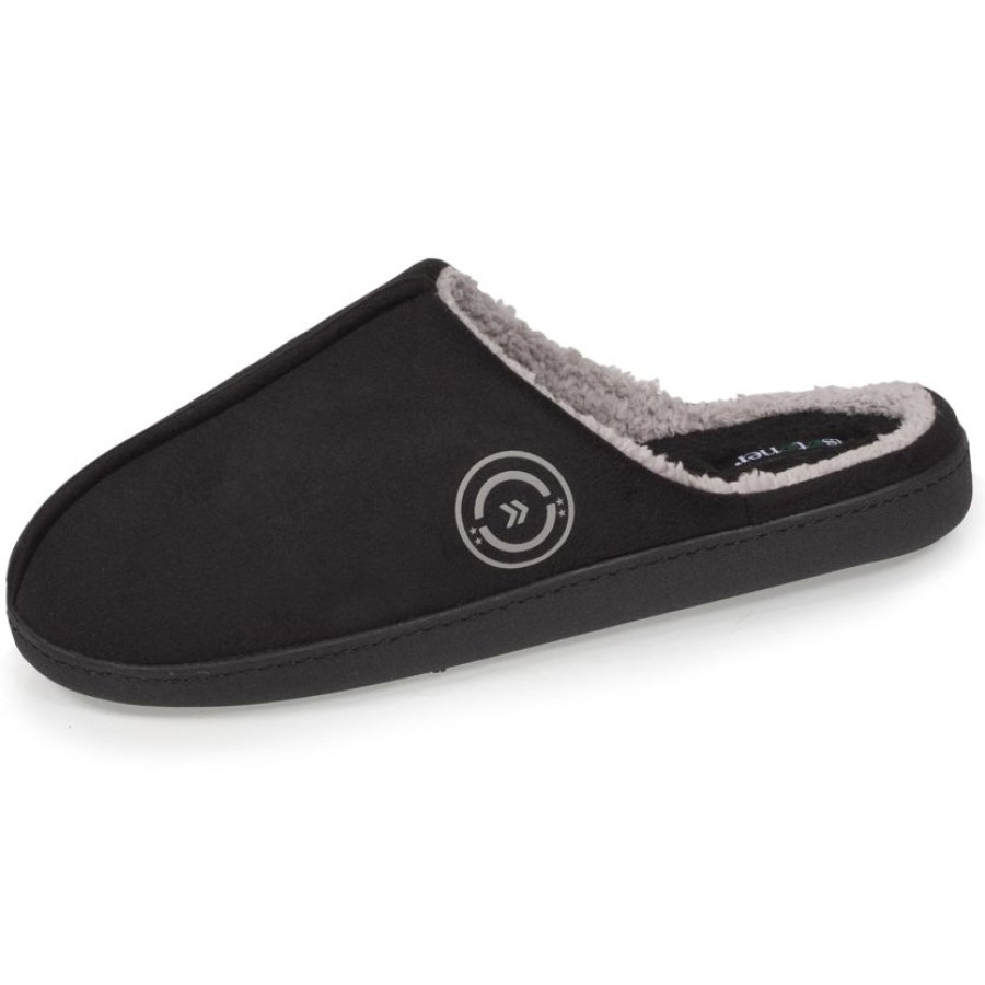 Homme Isotoner | Chaussons Mules Recyclees Homme Noir