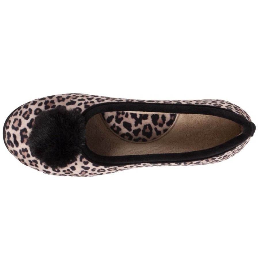 Femme Isotoner | Chaussons Ballerines Femme Pompon Panthere