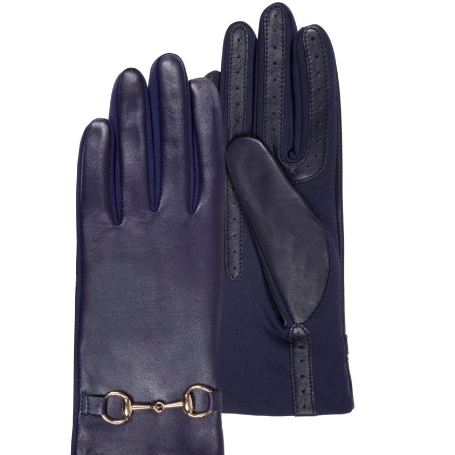 Femme Isotoner | Gants Femme Tactiles Cuir De Mouton Marine