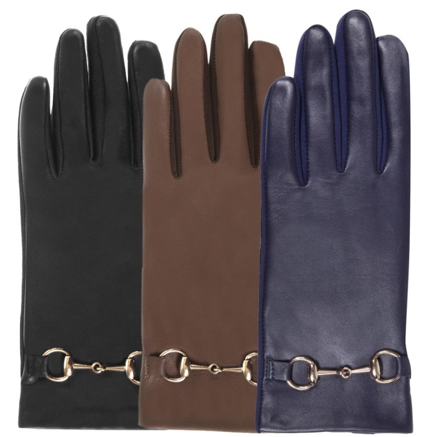 Femme Isotoner | Gants Femme Tactiles Cuir De Mouton Marine