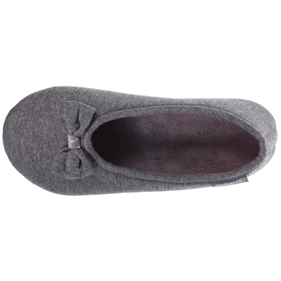 Femme Isotoner | Chaussons Ballerines Femme Gris Chine Fonce