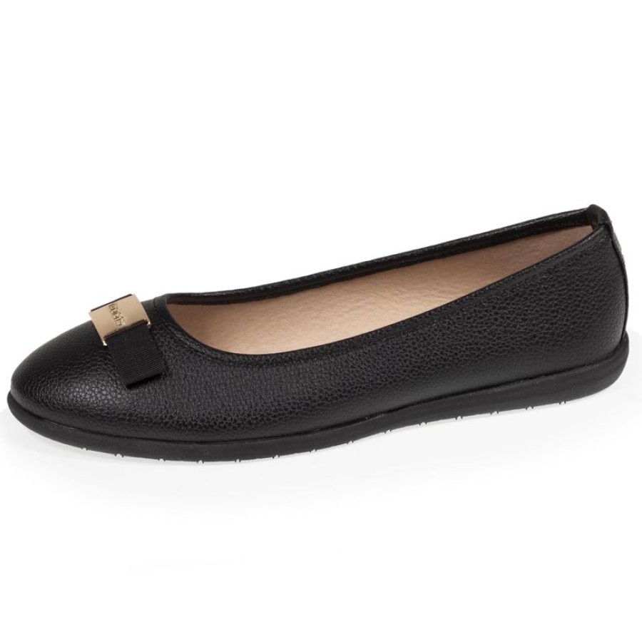 Femme Isotoner | Ballerines Femme Noeud Plat Noir