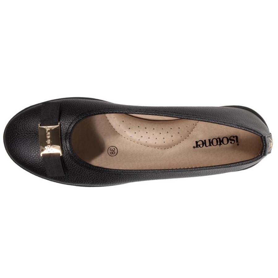 Femme Isotoner | Ballerines Femme Noeud Plat Noir