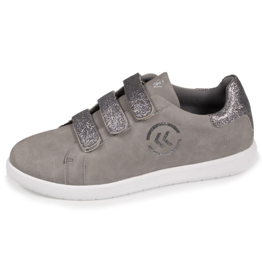 Femme Isotoner | Baskets Confort Femme Scratch Paillete Gris