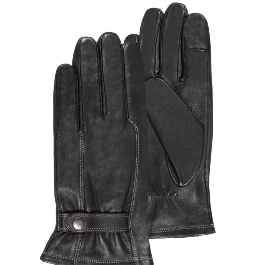 Homme Isotoner | Gants Homme Tactiles Cuir D'Agneau Noir