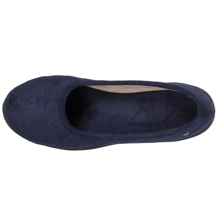 Femme Isotoner | Chaussons Ballerines Talon Femme Marine