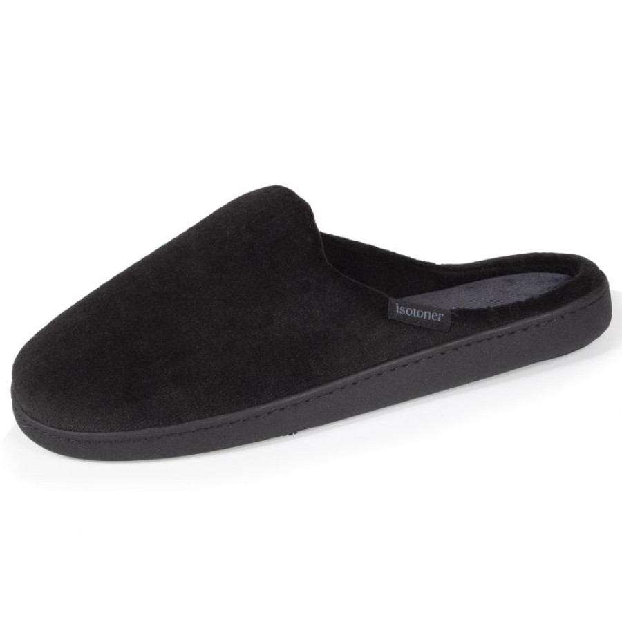 Homme Isotoner | Chaussons Mules Homme Noir Rayures