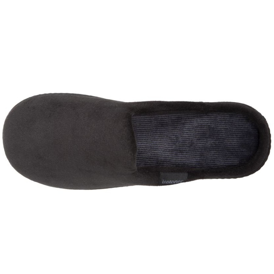 Homme Isotoner | Chaussons Mules Homme Noir Rayures