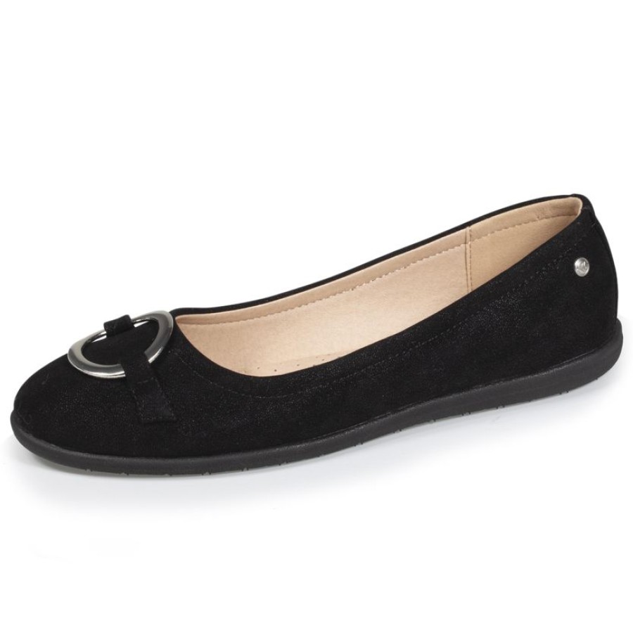 Femme Isotoner | Ballerines Femme Noir Boucle Argentee