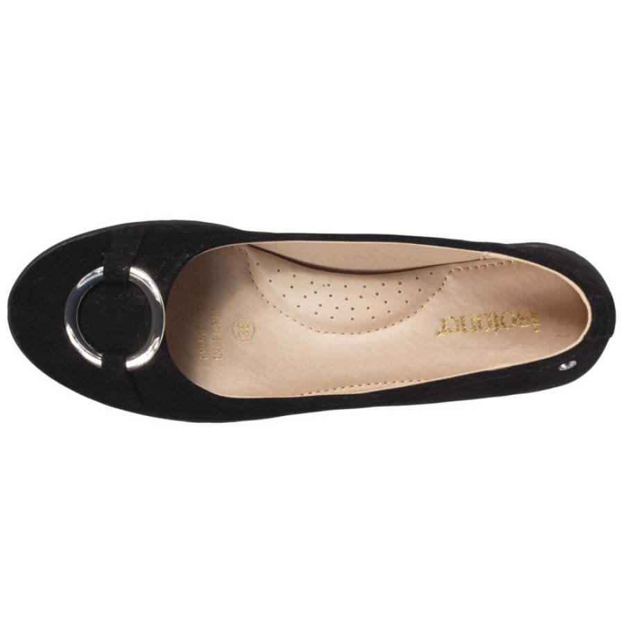 Femme Isotoner | Ballerines Femme Noir Boucle Argentee