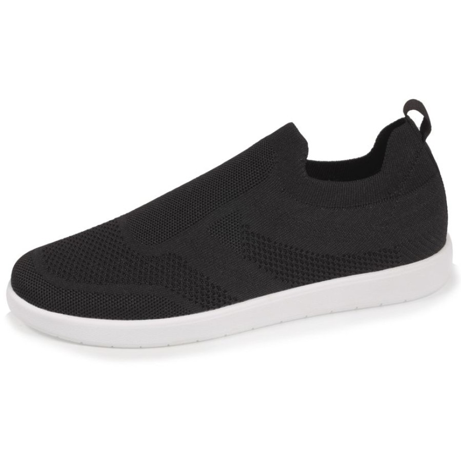 Femme Isotoner | Baskets Confort Femme Slip-On A Bandes Noir