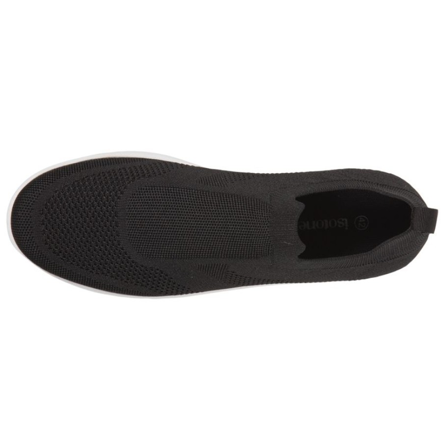 Femme Isotoner | Baskets Confort Femme Slip-On A Bandes Noir