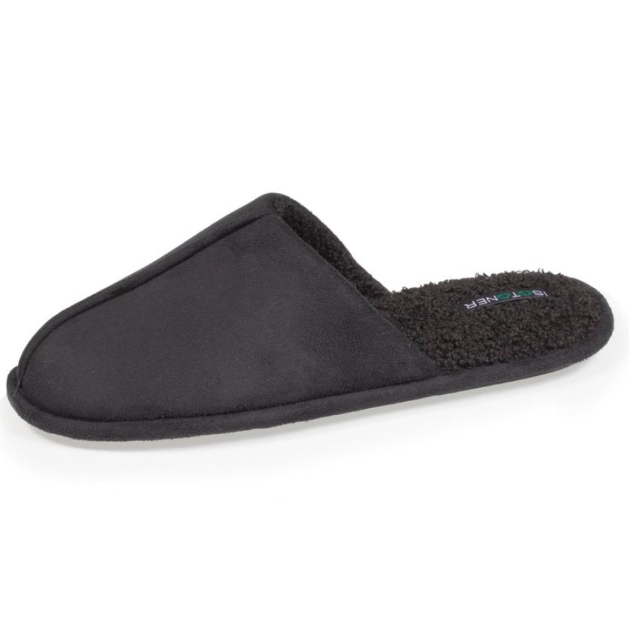 Homme Isotoner | Chaussons Mules Plates Homme Noir Recyclees*