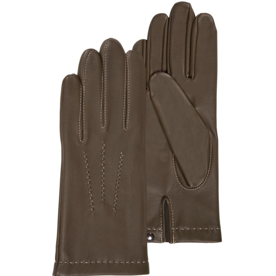 Femme Isotoner | Gants Femme Cuir D'Agneau Olive