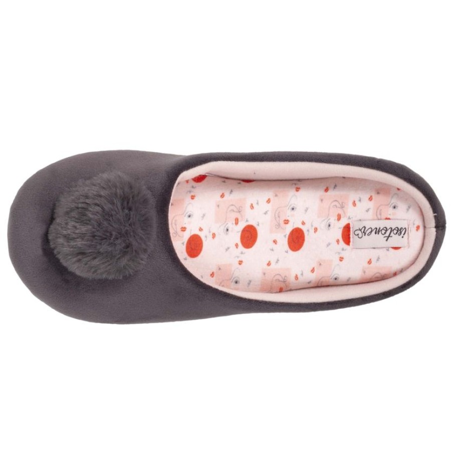 Femme Isotoner | Chaussons Mules Echancrees Femme Pompon