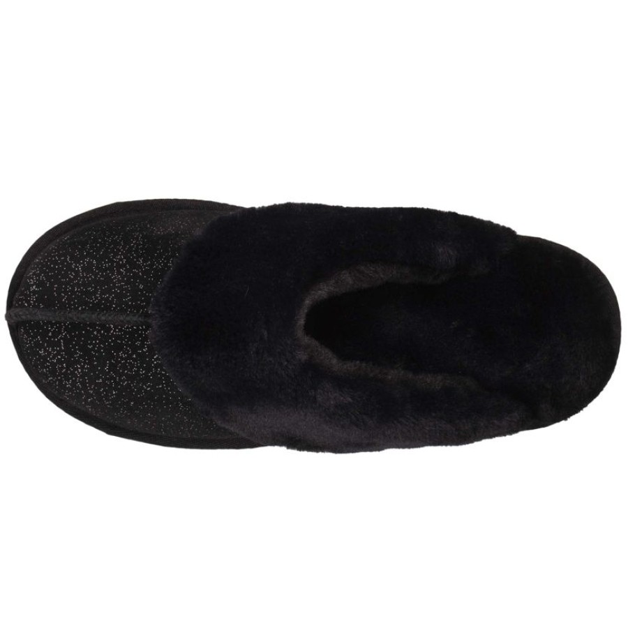 Femme Isotoner | Chaussons Mules Fourrees Femme Noir Nacre