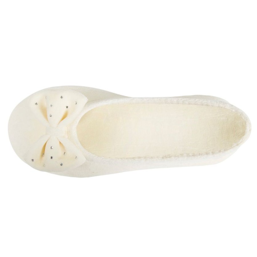 Femme Isotoner | Chaussons Ballerines Femme Strass Ivoire