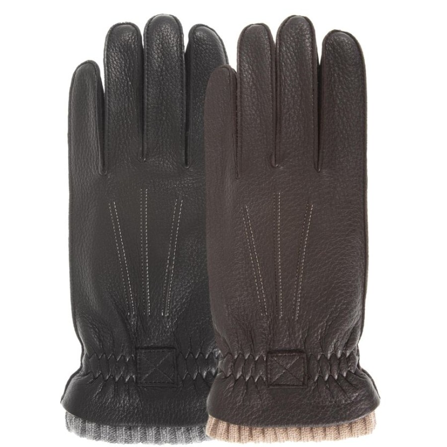 Homme Isotoner | Gants Homme Cuir De Cerf Marron