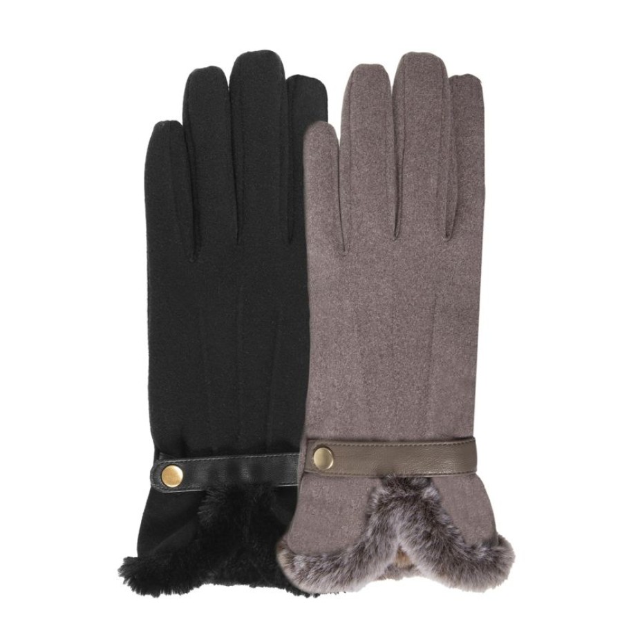 Femme Isotoner | Gants Femme Noir Tactiles Microfibre