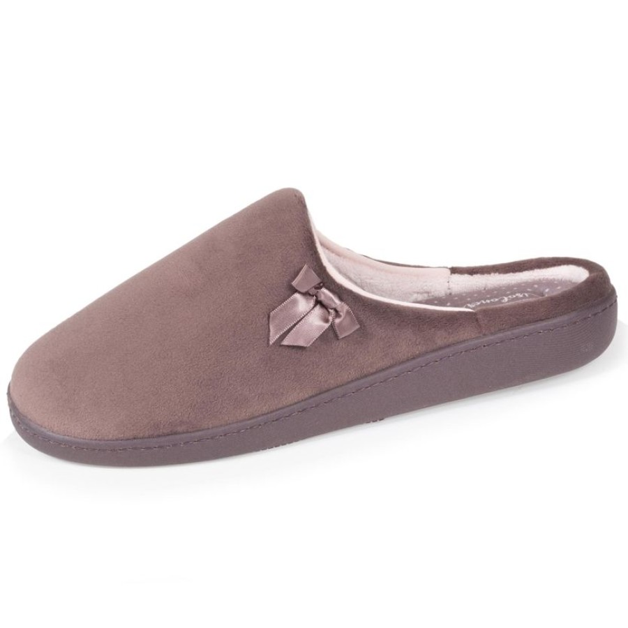 Femme Isotoner | Chaussons Mules Femme Taupe Pois