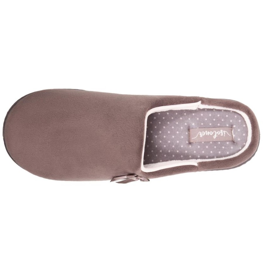 Femme Isotoner | Chaussons Mules Femme Taupe Pois