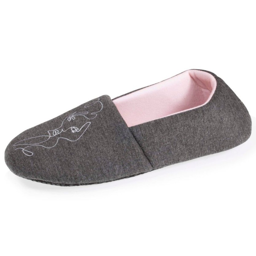 Femme Isotoner | Chaussons Slippers Femme Gris