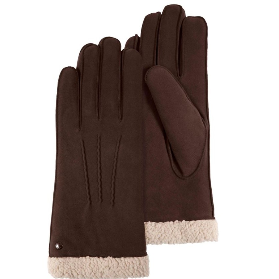 Femme Isotoner | Gants Femme Cuir Velours Fourre Marron