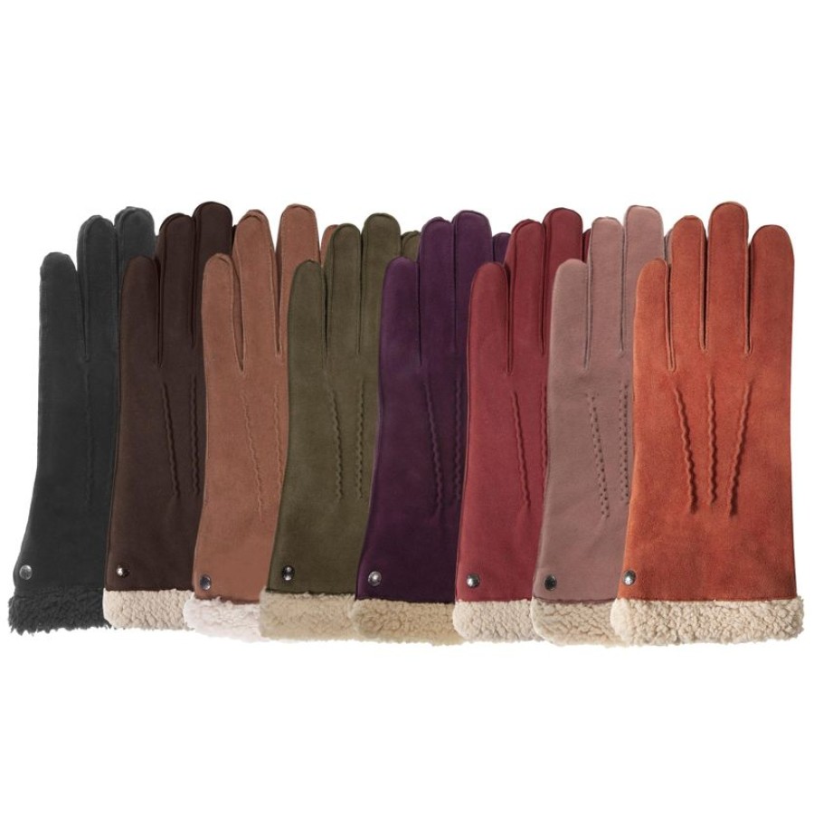 Femme Isotoner | Gants Femme Cuir Velours Fourre Marron