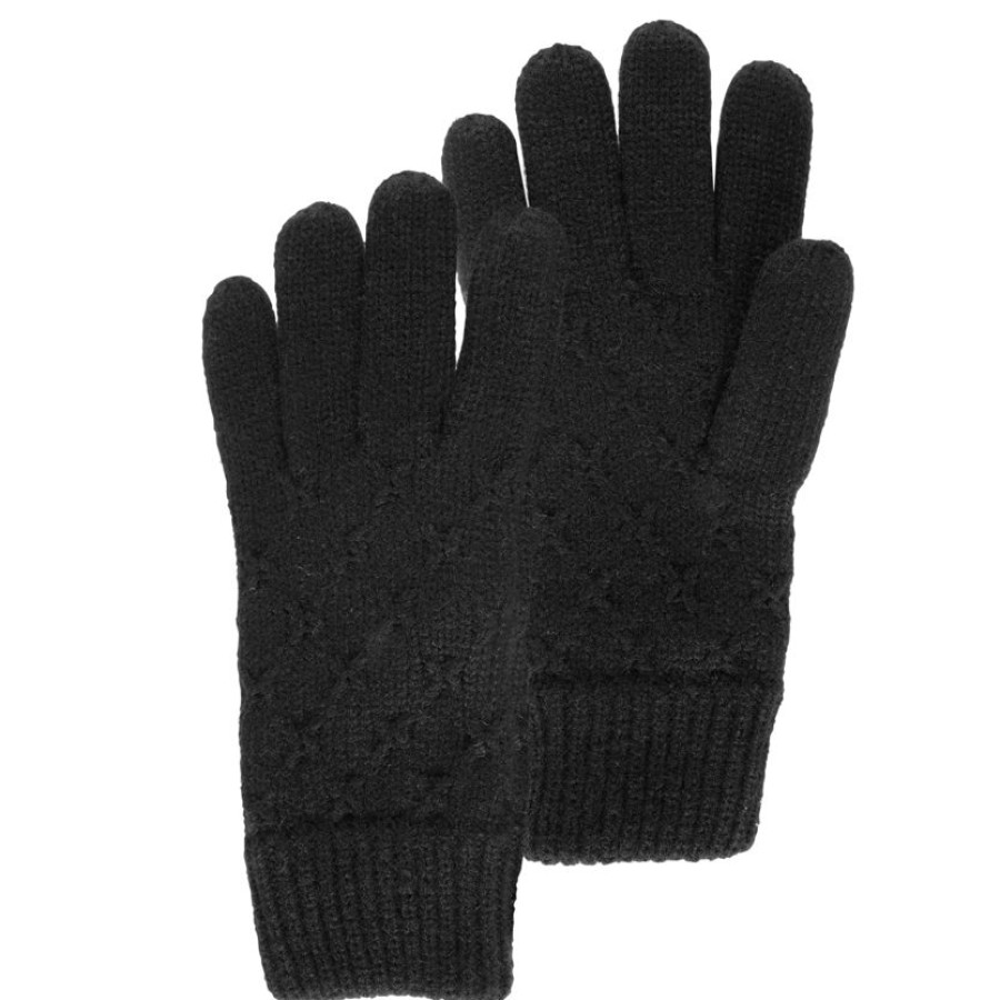 Femme Isotoner | Gants Femme Maille Point Papillon Noir