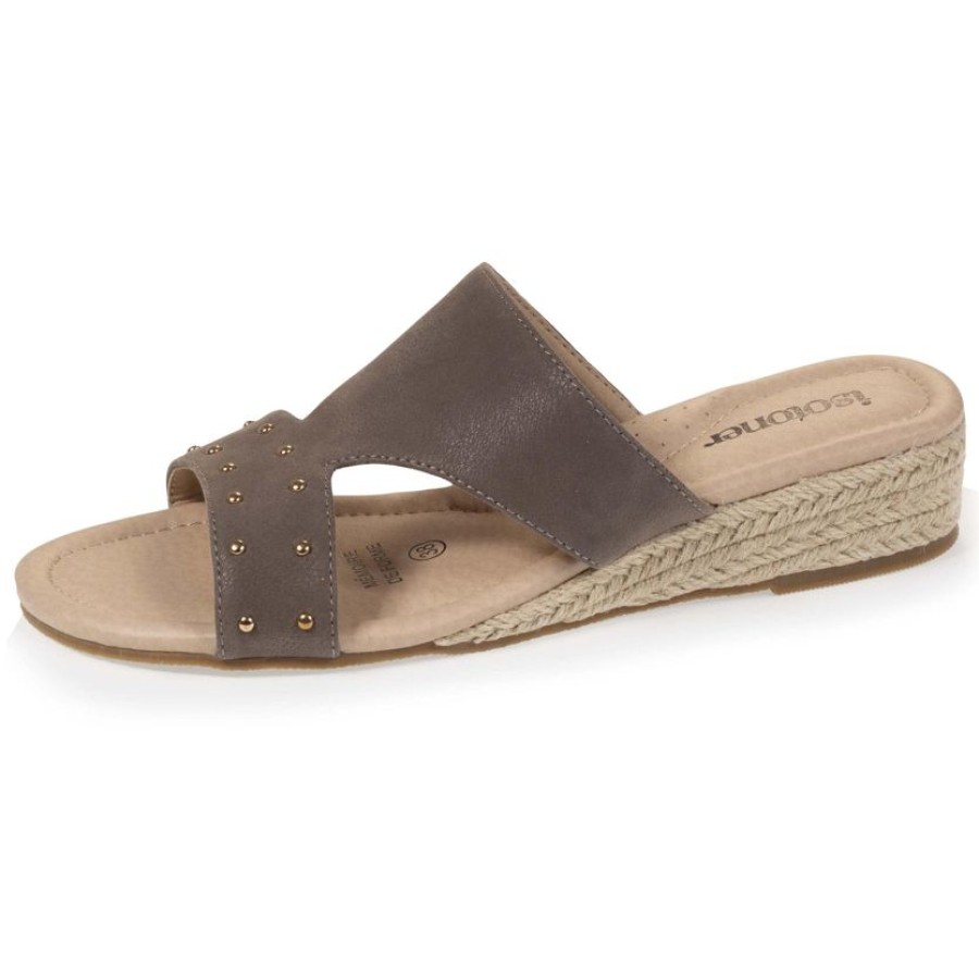 Femme Isotoner | Mules Femme Cloutees Talon Taupe