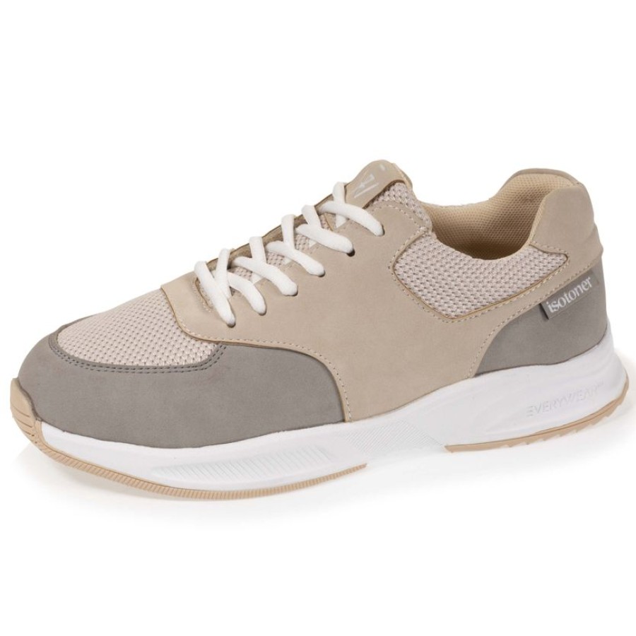 Femme Isotoner | Baskets Confort Femme Semelle Epaisse Beige