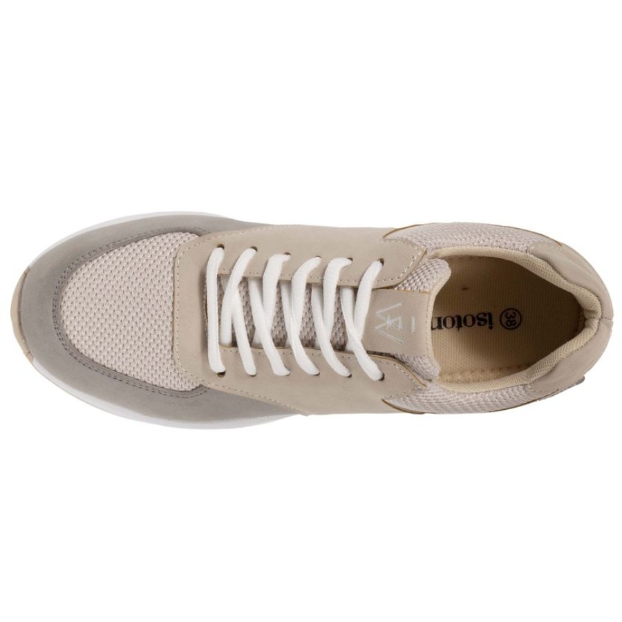 Femme Isotoner | Baskets Confort Femme Semelle Epaisse Beige