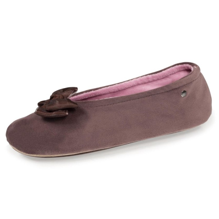 Femme Isotoner | Chaussons Ballerines Femme Noeud Precieux Taupe