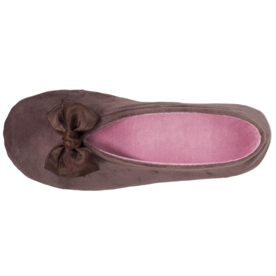 Femme Isotoner | Chaussons Ballerines Femme Noeud Precieux Taupe