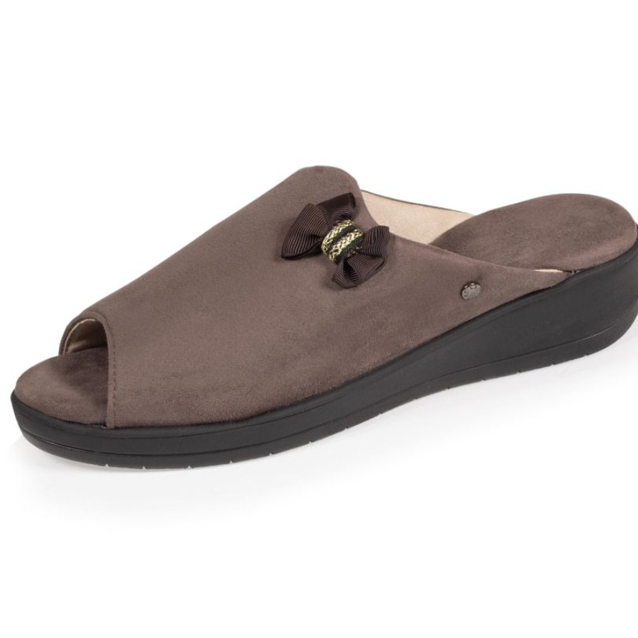 Femme Isotoner | Chaussons Sandales Femme Taupe Talon