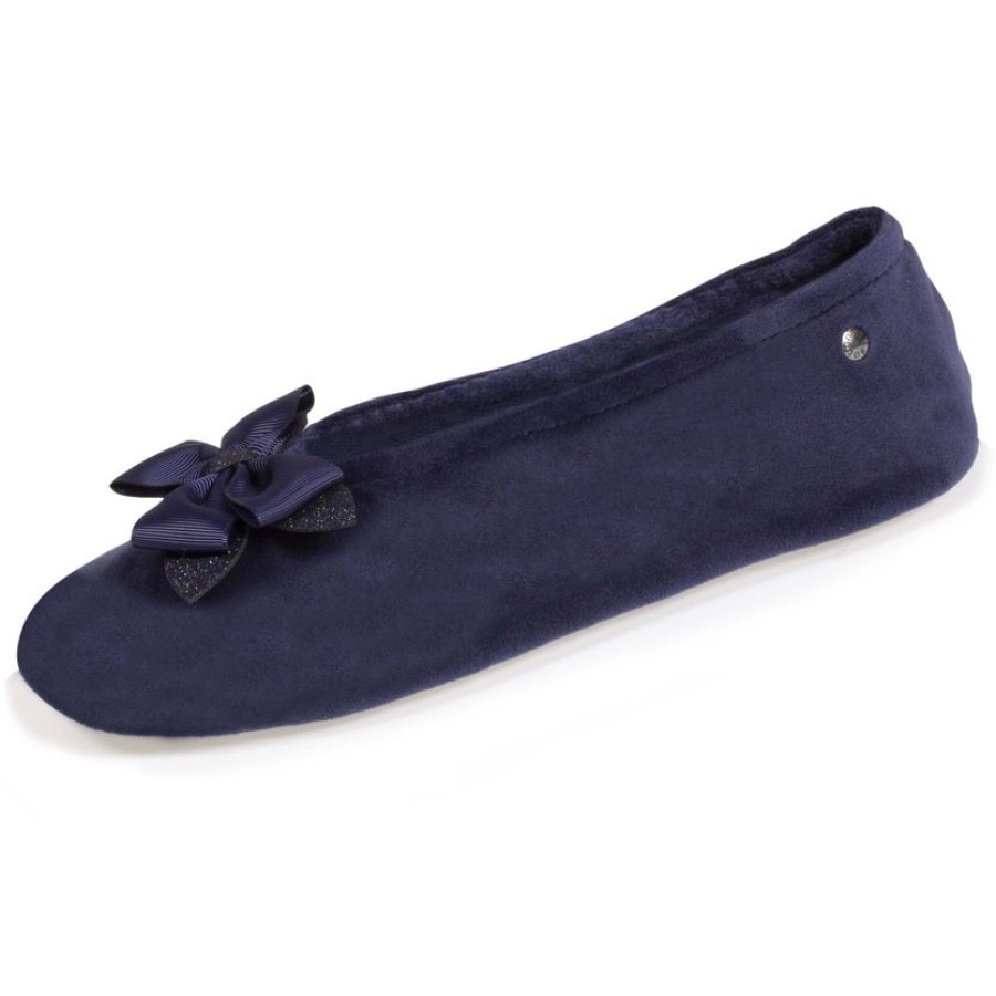 Femme Isotoner | Chaussons Ballerines Femme Noeud Gros-Grain Marine